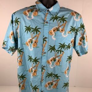 Coastal Men’s Ukulele Trees Flowers Hawaiian Shirt